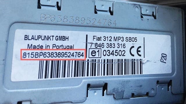 Blaupunkt radio serial example 1