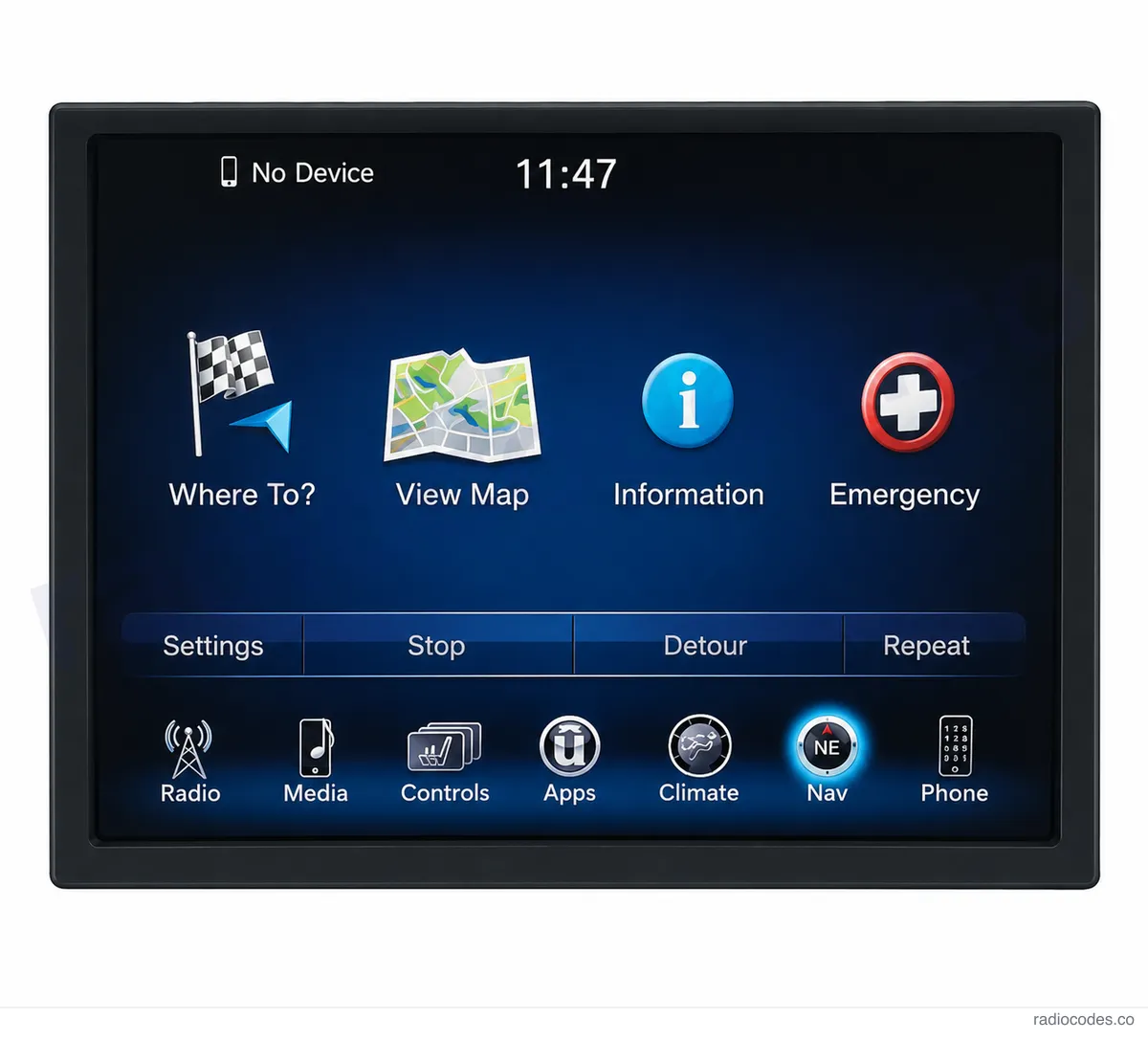Front panel of the クライスラー Uconnect 8.4 RA3 / VP3 NA car radio