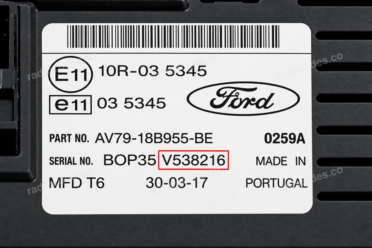 Label or engraving on Ford / Visteon radio