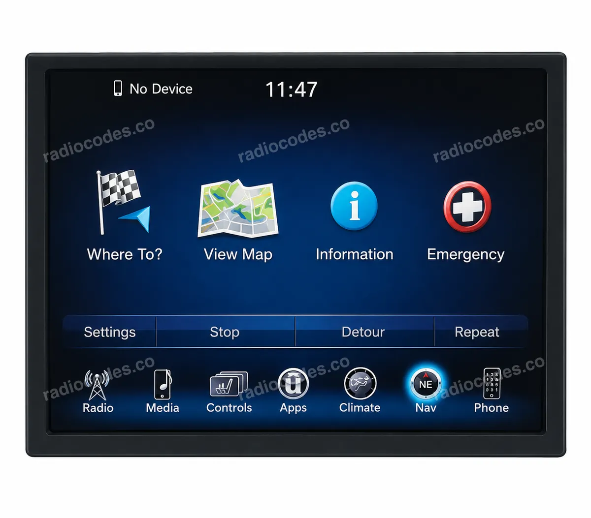 Painel frontal do rádio Chrysler Uconnect 8.4 RA4 / VP3 MX