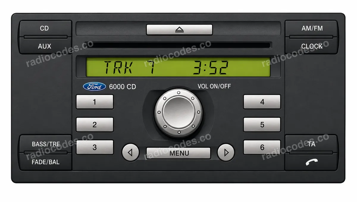 Painel frontal do rádio Ford 6006 CDC / 6CD KW2000