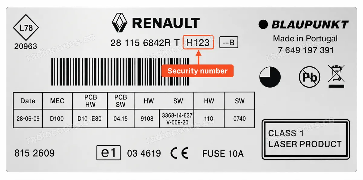 Onde posso encontrar o número de série do rádio Renault CD?