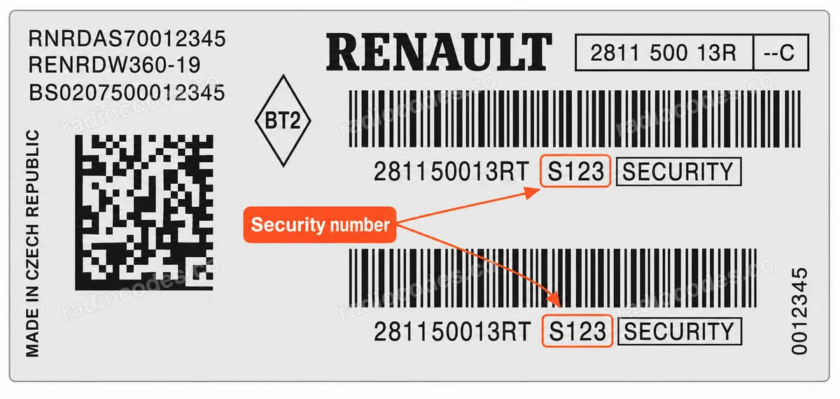 Onde posso encontrar o número de série do rádio Renault RENRAT120-52?