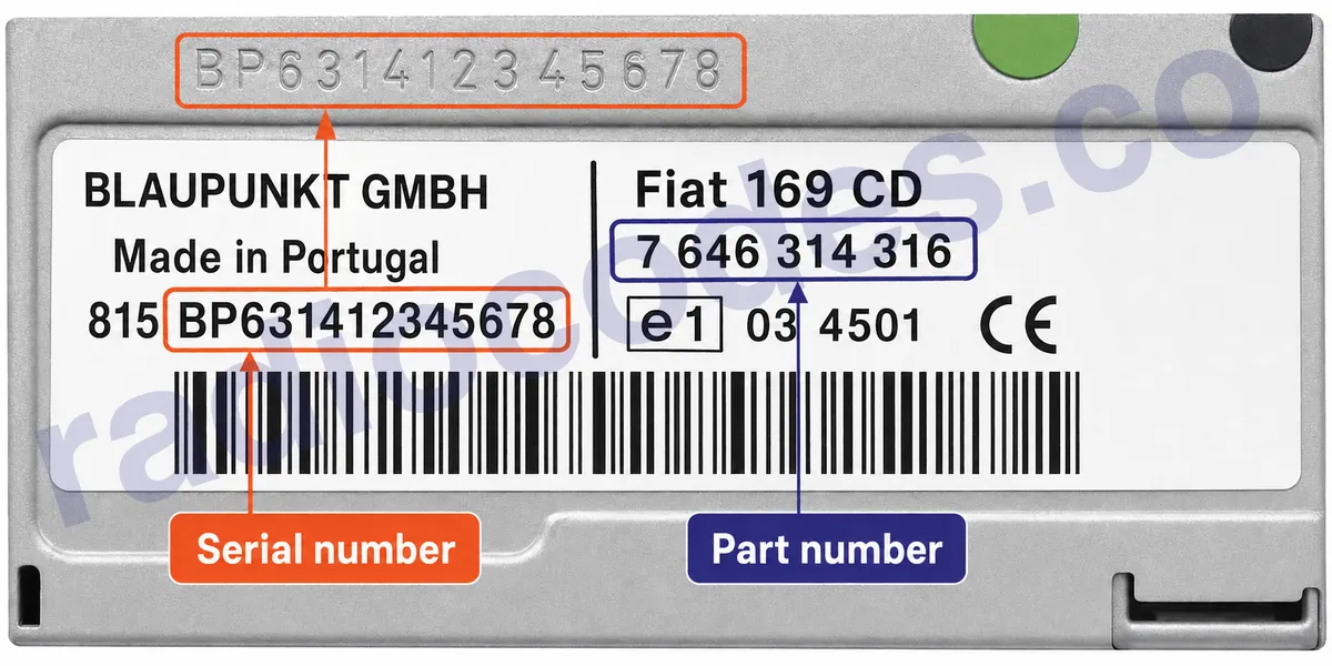 Fiat DUCATO / FIAT 244 CC radyonun seri numarasını nerede bulabilirim?