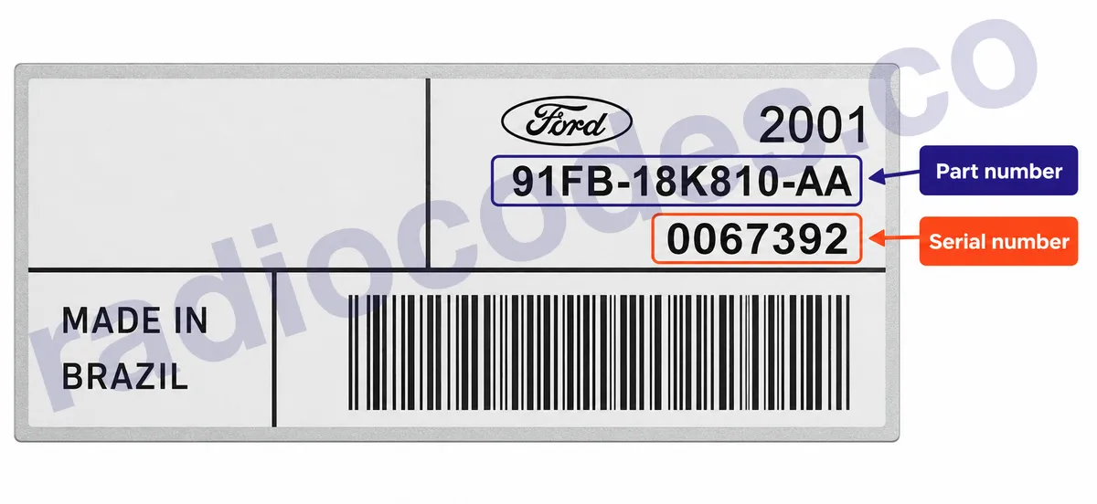 Ford EP32S radyonun seri numarasını nerede bulabilirim?