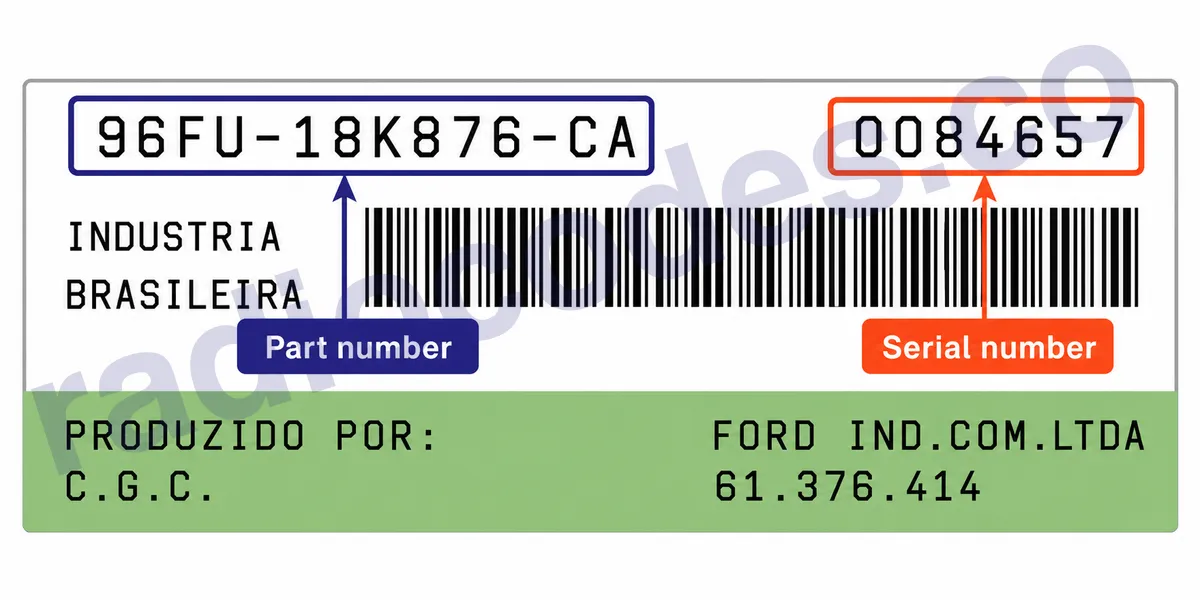 Ford CS1100 radyonun seri numarasını nerede bulabilirim?