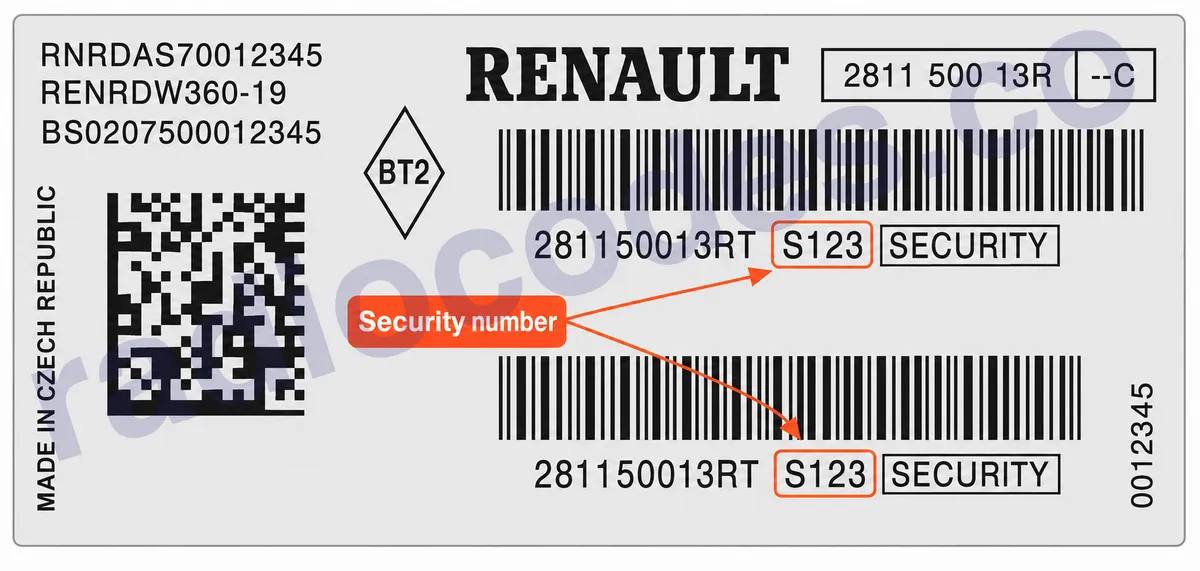 Renault RENRAT121-52 radyonun seri numarasını nerede bulabilirim?
