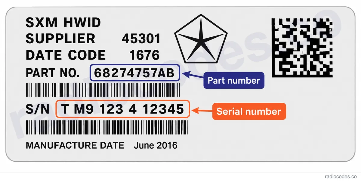 Where can I find the serial number on a Chrysler Uconnect 8.4 UAQ radio?