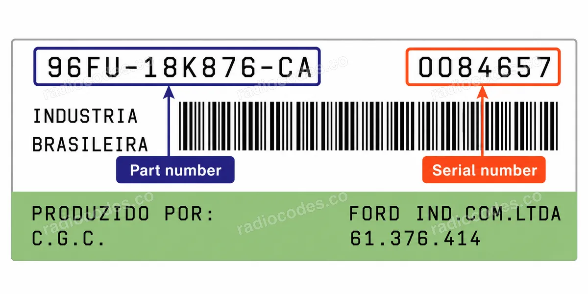 Onde posso encontrar o número de série do rádio Ford CS1100?