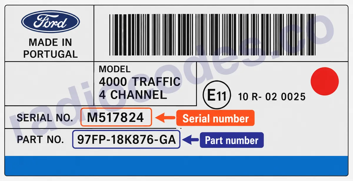 Ford 4000 RDS radyonun seri numarasını nerede bulabilirim?