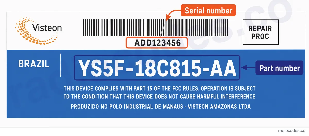 Where can I find the serial number on a Fiat CD MP3 radio?