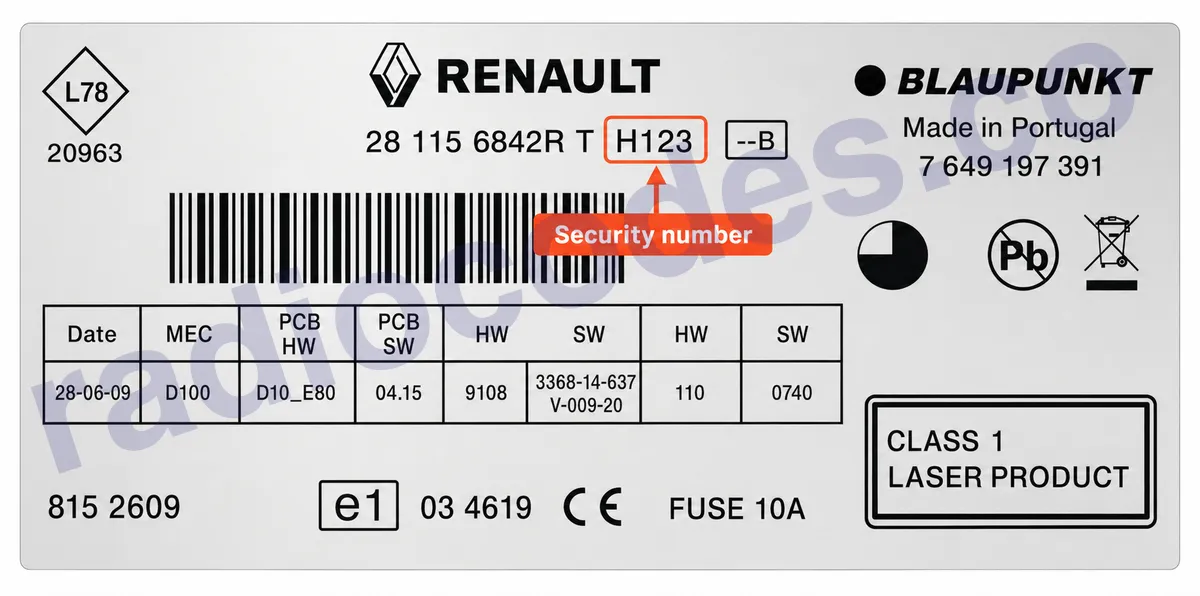 Renault CD radyonun seri numarasını nerede bulabilirim?