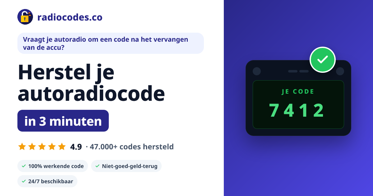 Herstel je radiocode online 24/7 | radiocodes.co